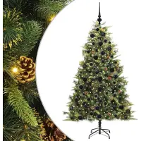 vidaXL - Kunstmatige - Scharnierende - Kerstboom - met - Kegels - Groen - 180 - cm