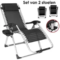 Lilac & Lily Set van 2 Tuinstoelen – Inklapbare Ligstoel - Kampeerstoel - Opvouwbare Campingstoel - Lichtgewicht - Weerbestendig