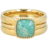 My Bendel - Ringenset Amazoniet - met Luxe Cadeauverpakking | Sieraden Voor Dames | Maat 16.00 Mm / Maat 50