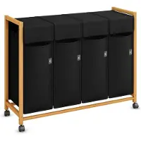 Vali Wasmand - 200L - Wasmand 4 Vakken - Wasmanden - Zwart - 102cm x 36cm x 82cm