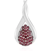 Cavill - Zilveren Hanger met 34 Rode Spinelstenen - 925 Sterlingzilver Platina Coating - 1,82 ct - Druppelvorm - Luxe Edelsteen Sieraad