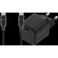 BlueBuilt Power Delivery Oplader 20W + Usb C Kabel 1,5m Nylon Zwart