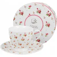 DUO sp. z o.o. Eleni Porseleinen Kop in Schotel 220ml - Bloemendecor