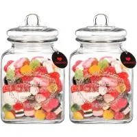 Alessandro luxe voorraadpot - 2x - snoeppot - glas - met deksel - 3.5 liter - koektrommel - snoepjes - 16 x 27 cm