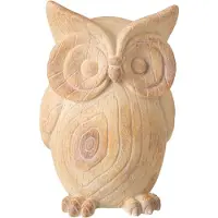 J-Line Uil met houtlook - magnesiumoxide - beige - large