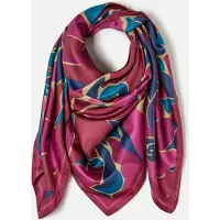 Damart - Satijnen sjaal met bloemenprint - Dames - Roze - Taille Unique