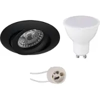 BES LED GU10 Inbouwspot Set - Mat Zwart - Inbouw Rond - Kantelbaar - Pragmi Uranio Pro - 4W - Warm Wit 3000K - Ø82mm