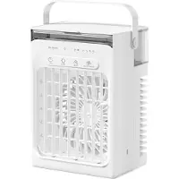 VHV - Luchtkoeler - Ventilatoren - Aircooler - Tafelventilator - Mini airco - 4 standen - Met LED verlichting - Draagbaar - Voor bureau, slaapkamer en studentenkamer - Wit