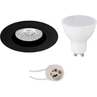 BES LED GU10 Inbouwspot Set - Mat Zwart - Inbouw Rond - Pragmi Rodos Pro - 4W - Warm Wit 3000K - Ø93mm