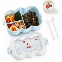 VHV - Broodtrommel - Lunchbox - Lunchbox met Vakken - 22x16.5x7.5 cm - Inclusief Bestek - Stevige Kliksluiting aan 2 Zijden - Antislip Bodem - BPA-vrij - Ideaal voor School & Kantoor