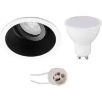 BES LED GU10 Inbouwspot Set - Mat Zwart/Wit - Inbouw Rond - Kantelbaar - Pragmi Zano Pro - 4W - Warm Wit 3000K - Ø93mm