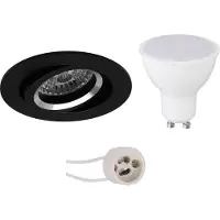 BES LED GU10 Inbouwspot Set - Mat Zwart - Inbouw Rond - Kantelbaar - Pragmi Aerony Pro - 4W - Warm Wit 3000K - Ø82mm