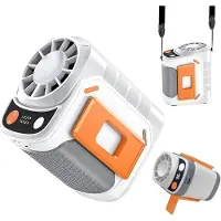 VHV - Tailleventilator met Ijsfunctie - 6000mAh Draagbare Riemventilator - Krachtige 100.000 RPM Motor voor Outdoor - Handsfree Koeling tijdens Werk en Reizen - Wit
