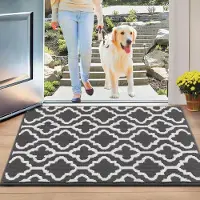 Famanu – Wasbare deurmat, 60 x 90 cm, donkergrijs, antislip en absorberend voor binnen