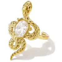 Yehwang Seraphina - Slangen Ring - Zirkonia - Stainless Steel - - Roze