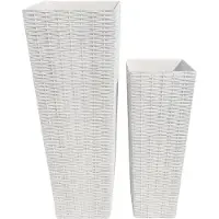 Happiq Plantenbak Set van 2 - Hoog Rechthoekig met Uitneembare Binnenpot - voor tuin en terras - Wit 61/81 cm - Wit 81,28 cm