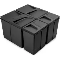 Emuca Recyclingcontainer voor keukenlade Recycle met geurdicht deksel, Hoogte 266, 2x15liter, 2x7liter, Plastic, Zwart