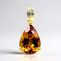 Cavill - Vergulde 925 Sterling Zilveren Hanger - Cognac Scapoliet Peervorm 3,888 ct - Pave Zirconia 0,076 ct - Elegante Dames Sieraden