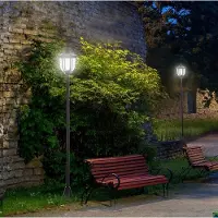 OKWISH Solar Tuinlamp - LED Tuinlantaarn Met 6 Leds En Automatische Nachtverlichting - Voor Tuin En Terras - Zwart - 26,5 x 177 cm