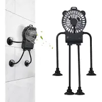 VHV - Tafelventilator - Bureauventilator - Mini ventilator - Robot vorm - Met zuignap - 3 standen - Stil - USB - Voor kantoor, slaapkamer en op reis - Zwart