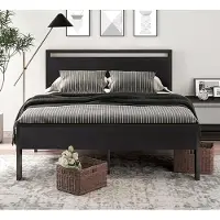 Sanorum Tweepersoonsbedframe met beklede hoofdbord in donkergrijs, houten lattenbodem, geluidloos, geen boxspring nodig, eenvoudig te monteren