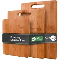 Vali Snijplankenset - Vaatwasserbestendig - Snijplankenset met Houder - Bruin - 35cm x 23cm x 5cm