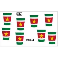 Wefiesta 48x Beker Suriname 210ml karton - Suriname - Drinken Landen BBQ thema feest verjaardag feest