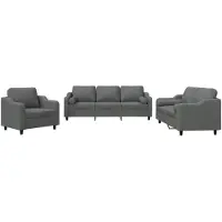 vidaXL 3-delige Loungeset met kussens stof donkergrijs