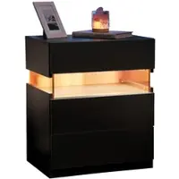 MODFU - Nachtkastje - 3 Lades - Met RGB Led Verlichting - Zwart - MDF