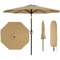 Lilac & Lily Parasol met kantelfunctie - 2,7m Ø – UPF 50+ UV-Bescherming - Waterafstotend & Regenbestendig - Draaihendel - Beige