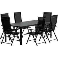 Ebuy24 Giardini tuinmeubelset tafel 90x200cm zwart 6 stoelen zwart.