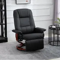 STILVORA Relaxfauteuil 78 x 87 x 100 Cm - 145° Verstelbare Rugleuning Met Handmatige Voetensteun - Voor Woonkamer - Kunstleer Zwart