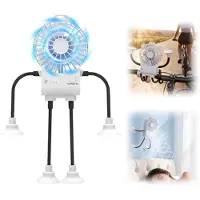 VHV - Tafelventilator - Bureauventilator - Robot ventilator - Mini ventilator - Met zuignap - 3 standen - Stil - USB - Voor kantoor, slaapkamer en kinderkamer - Wit