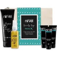 Nirvel Beauty Bag Reis / toilettas met gel shampoo, haarvloeistof en haarmaskers
