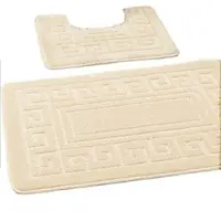 Famanu – Anti - slip badmat in Griekse stijl - Set van 2 badmatten - Inclusief 1 badmat (50 × 80 cm) en 1 toiletmat (50 × 40 cm) - Cream