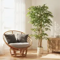 OKWISH Kunstplant – Realistische Banyanboom – 75 X 75 X 180 Cm – Kunststof En Hout – Groen – Voor Binnen – Met Pot