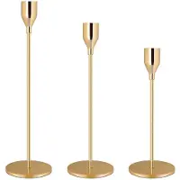 Unyqoos Stijlvolle set van drie gouden kandelaars voor sfeervolle decoratie