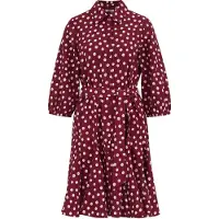 We fashion - Dames jurk met strikceintuur en plooidetail - Regular fit - Rood - Maat: XL