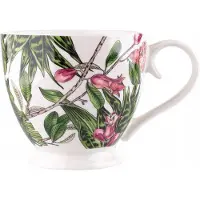 Altomdesign Grote Porseleinen Mok 350 ml - Elegante bloemendecoratie