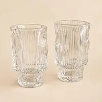 Bavary Mizu – drinkglazen – set van 6 – geribbeld – 200 ml – helder – vaatwasserbestendig