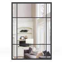 Costway Wandspiegel, 100 x 70 cm, rechthoekige spiegel met metalen frame, decoratieve hangspiegel, horizontaal/verticaal decoratiespiegel voor woonkamer, badkamer, hal, zwart