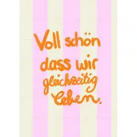 IXXI Voll Schön Rose Stripes, Hej.Ibiza - 100 x 140 cm - Grote wanddecoratie en posters - Digitale Kunst, Strepen, Typografie, Kleurrijk, Woonkamer