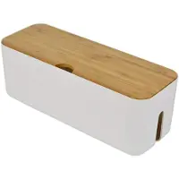 Famanu - Kabelbeheerdoos | Power stripe Organizer Box | Verberg stekkerdozen en elektrische kabels van tv's, computers en bureaus | Houd huisdieren veilig (wit)