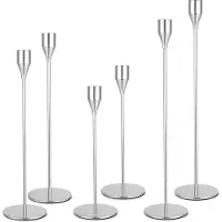 Unyqoos Zesdelige metalen kandelaar set met variërende hoogtes voor sfeervolle decoratie