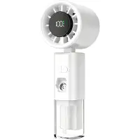 VHV - Handventilator - Mini ventilator - Draagbare ventilator - Met watervernevelaar - 5 snelheden - Oplaadbaar - Voor op reis, kantoor en vakantie - Wit
