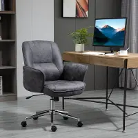 OKWISH Bureaustoel XXL - Ergonomische Draaistoel Met Wippenfunctie En Hoogteverstelling - Voor Thuiswerk En Kantoor - Stof En Metaal - Donkergrijs