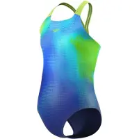 Speedo Meisjes Badpak Print Powerback Nightwatch/CitrusGrn