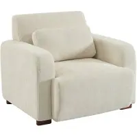 Sweeek Stoffen fauteuil met rubberhouten poten 1 zitplaats Gebroken wit
