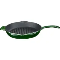 Lava Premium - Grillpan - Geëmailleerd Gietijzer - Ø 28 cm - Met Grillribben - Groen