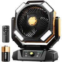 G&G ventilator - Tafelventilator - Accu - 26-126 uur - 8 snelheden - USB - Noodverlichting - Afstandsbediening - Camping - Bouw